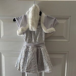 Revolution Silver Sequin Kids Costume with Fur Trim